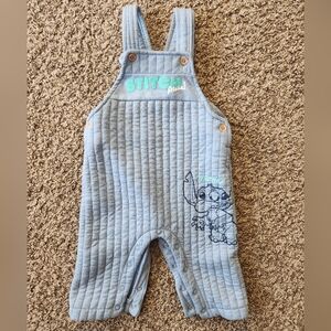 Disney Lilo & Stitch Quilted Blue Overalls, Size 12m